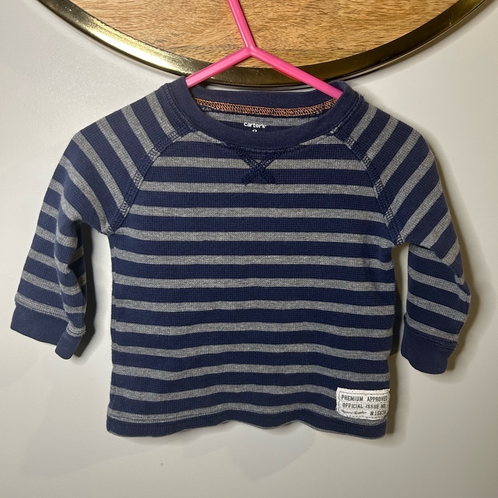 6 For $10 Carter's Blue and Gray Striped Long Sleeve Teeโ